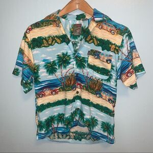 Pineapple Connections Tropical Hawaiian Beach Button Up Short Sleeve Medium